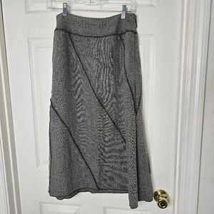Black‎ & ivory tweed lined diagonal lines midi skirt side zip womens 4